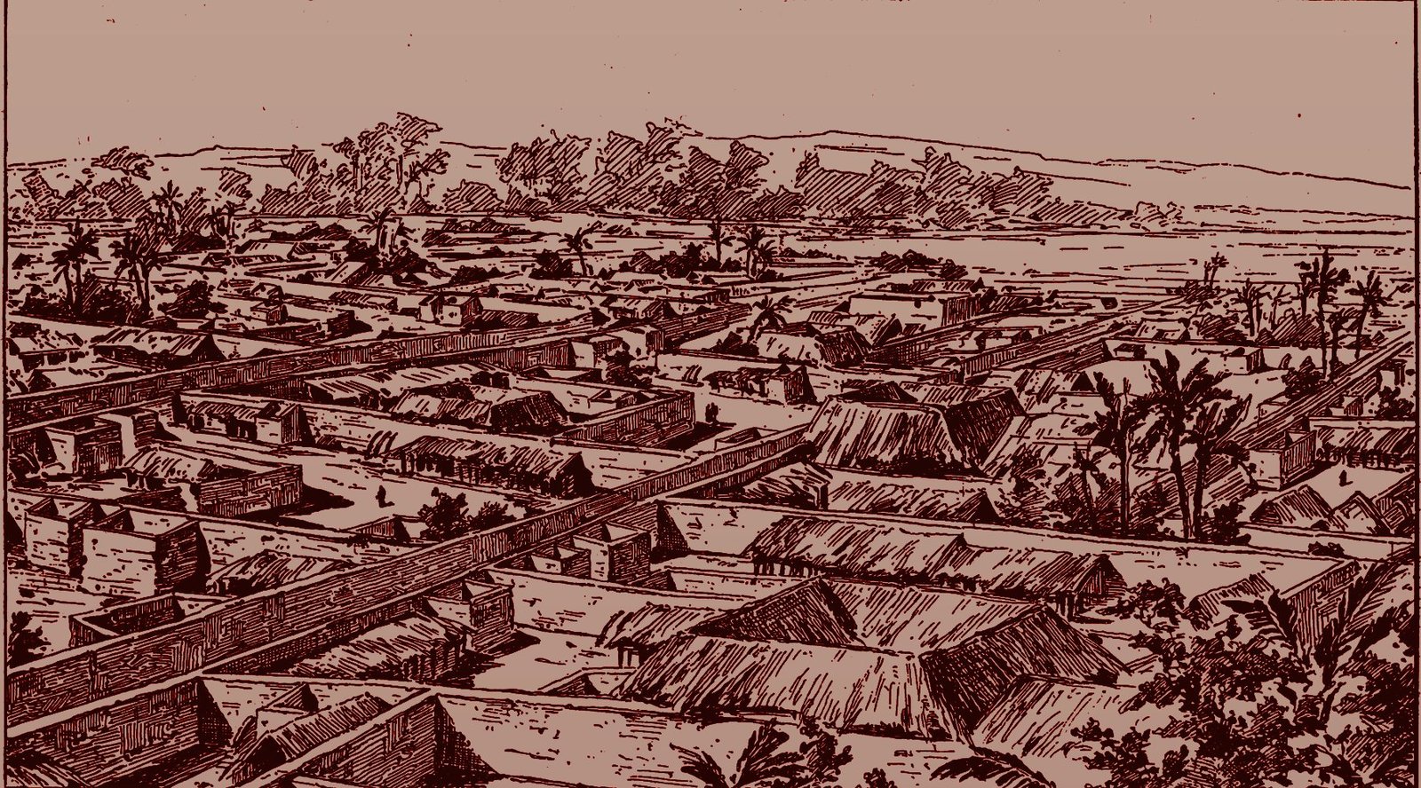 Panoramic view of Benin City, 1897