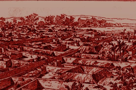 Drawing of Benin City made by an English officer, 1897
