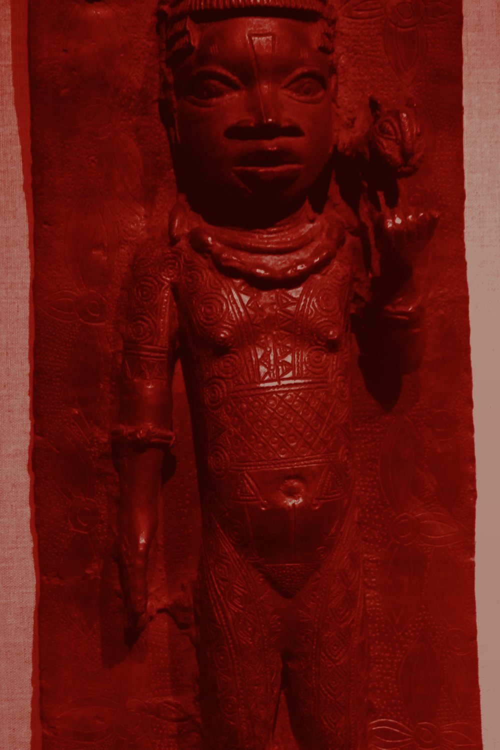 Girl with Leopard — Benin plaque, c. 1600