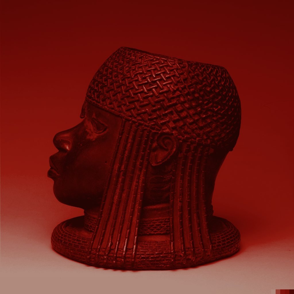 Commemorative bronze head of an Oba