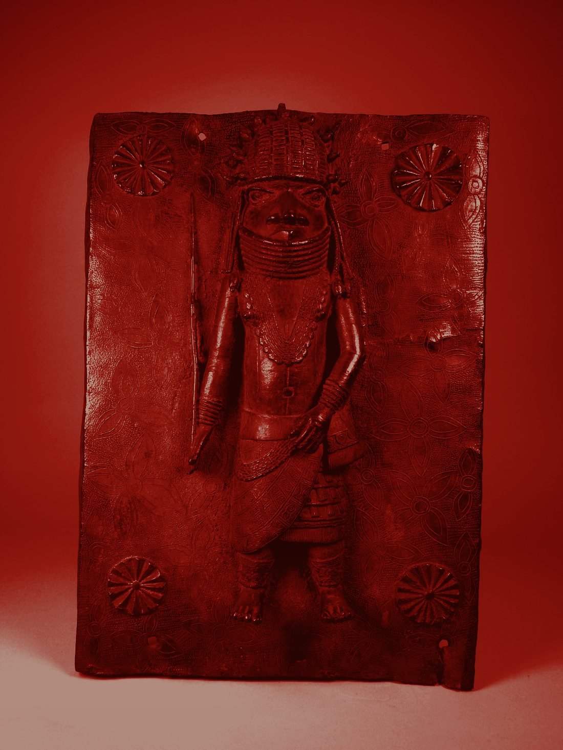 Benin bronze plaque of an Oba or chief