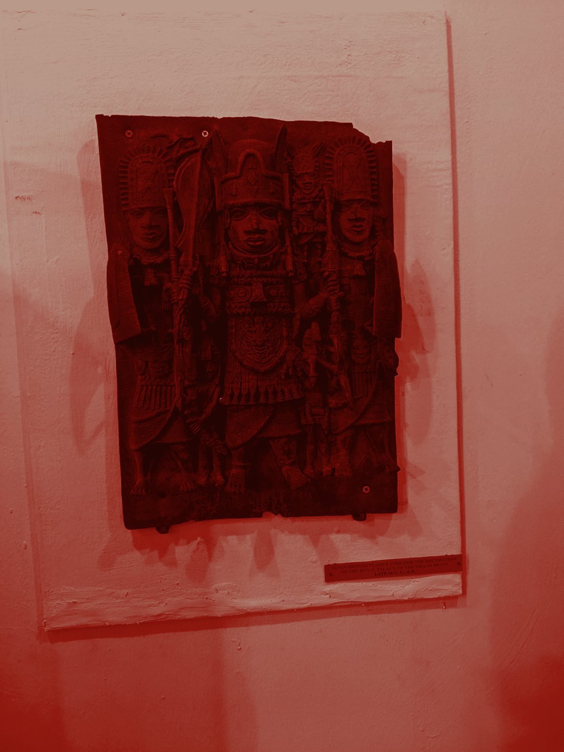 Benin bronze plaque on display at the royal palace
